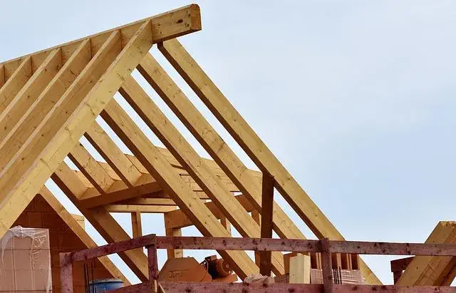 A roof in construction