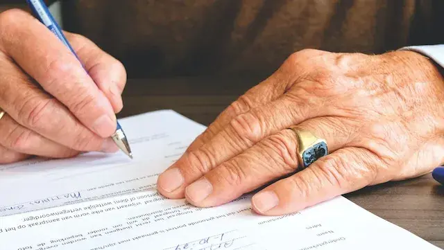 A document being signed