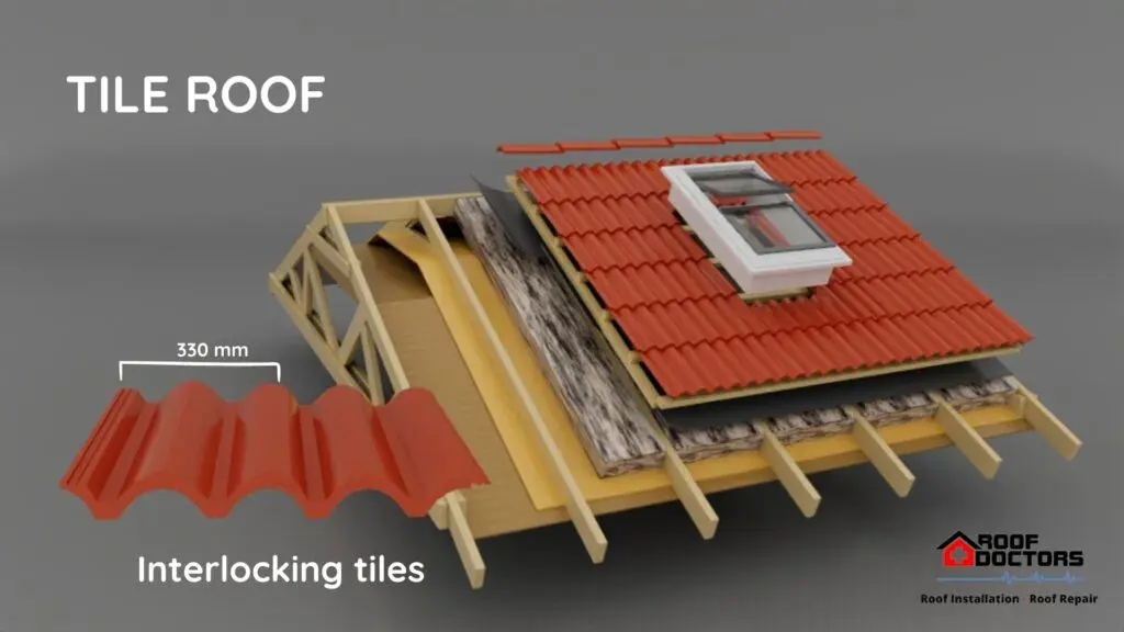 3d model illustration of a tile roof