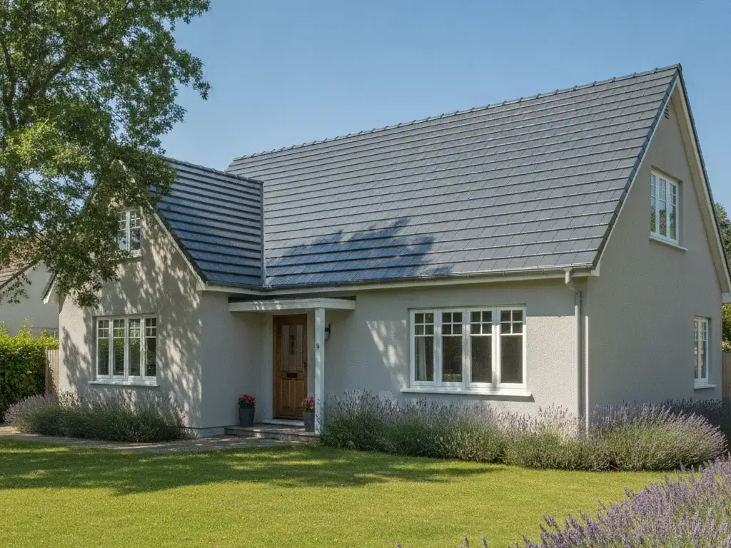 Single-family home roof restored and extended with a protective coating
