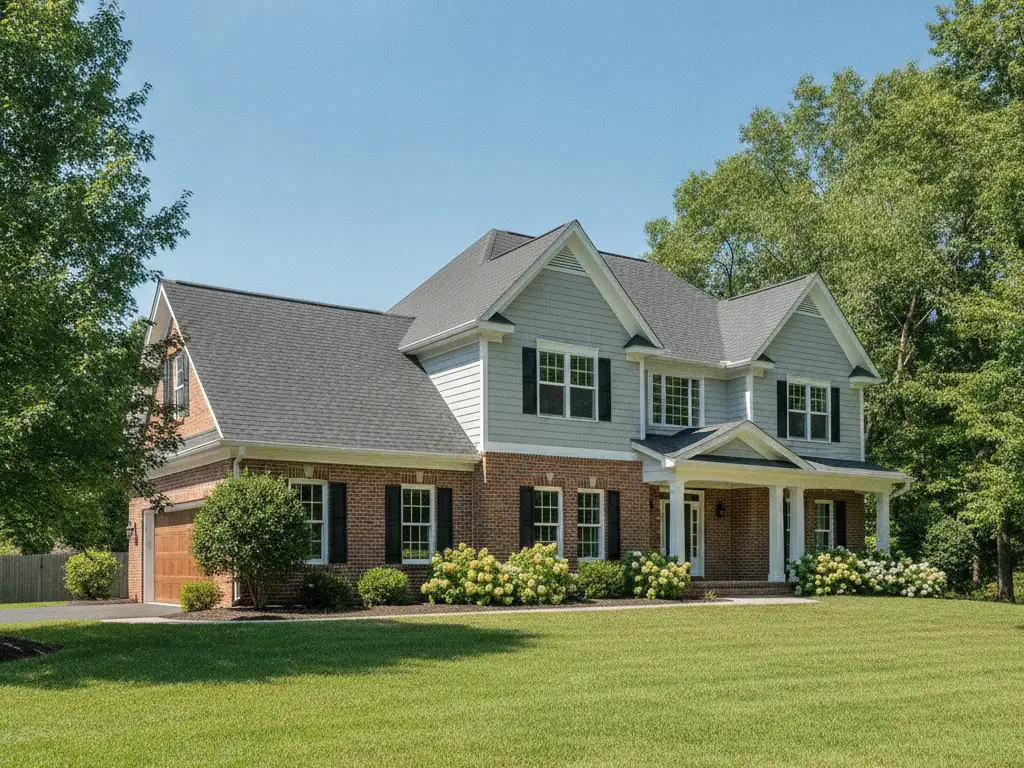 Single-family home with a completed full roof replacement