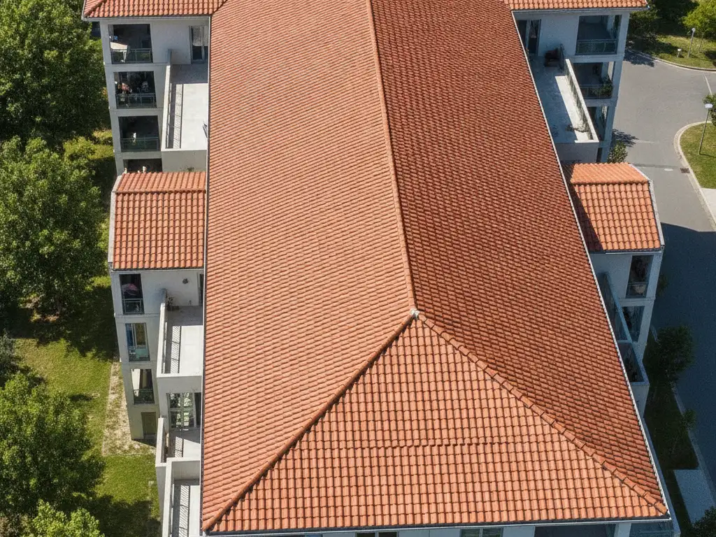 Commercial building with a tile roof