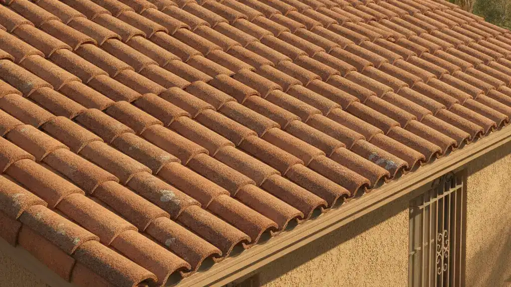 Barrel profile Spanish and Mission tile roof section