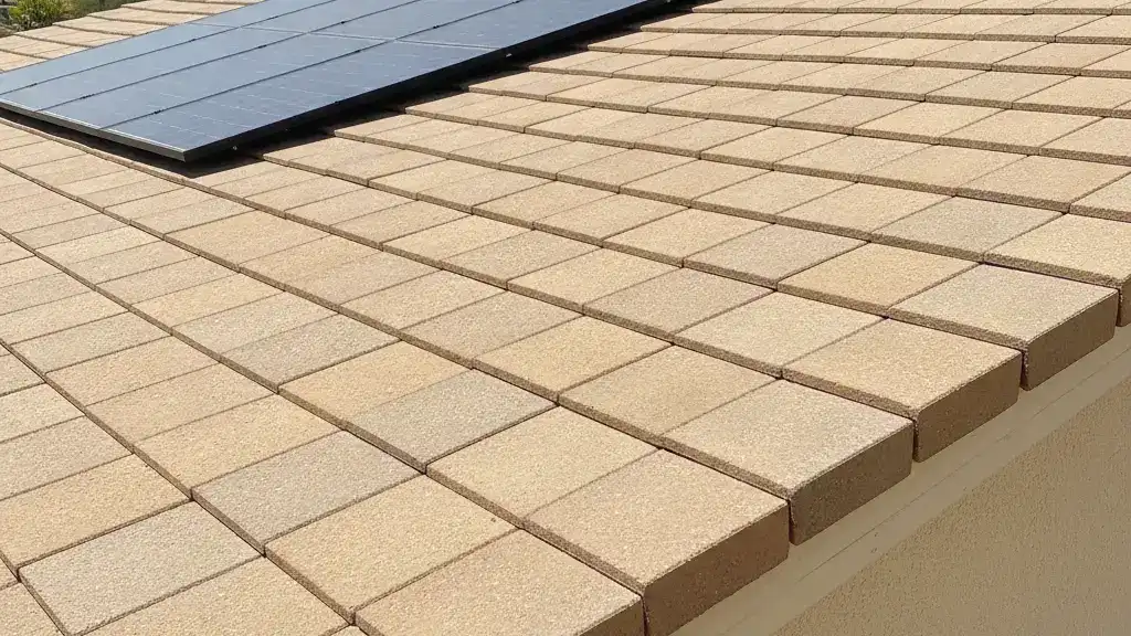Flat-profile tile roof section