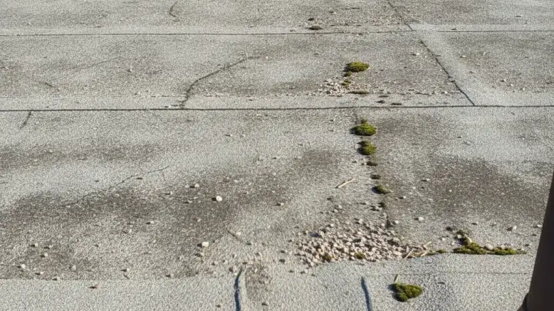 Aging but intact flat low-slope roof membrane, a candidate for a restorative coating