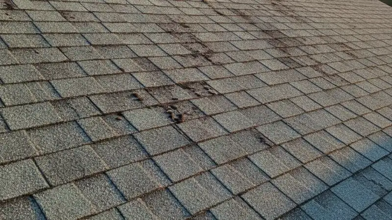 Structurally sound residential roof with a faded weathered surface suitable for restoration