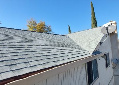 close-up of newly repaired asphalt shingle roof by Roof Doctors