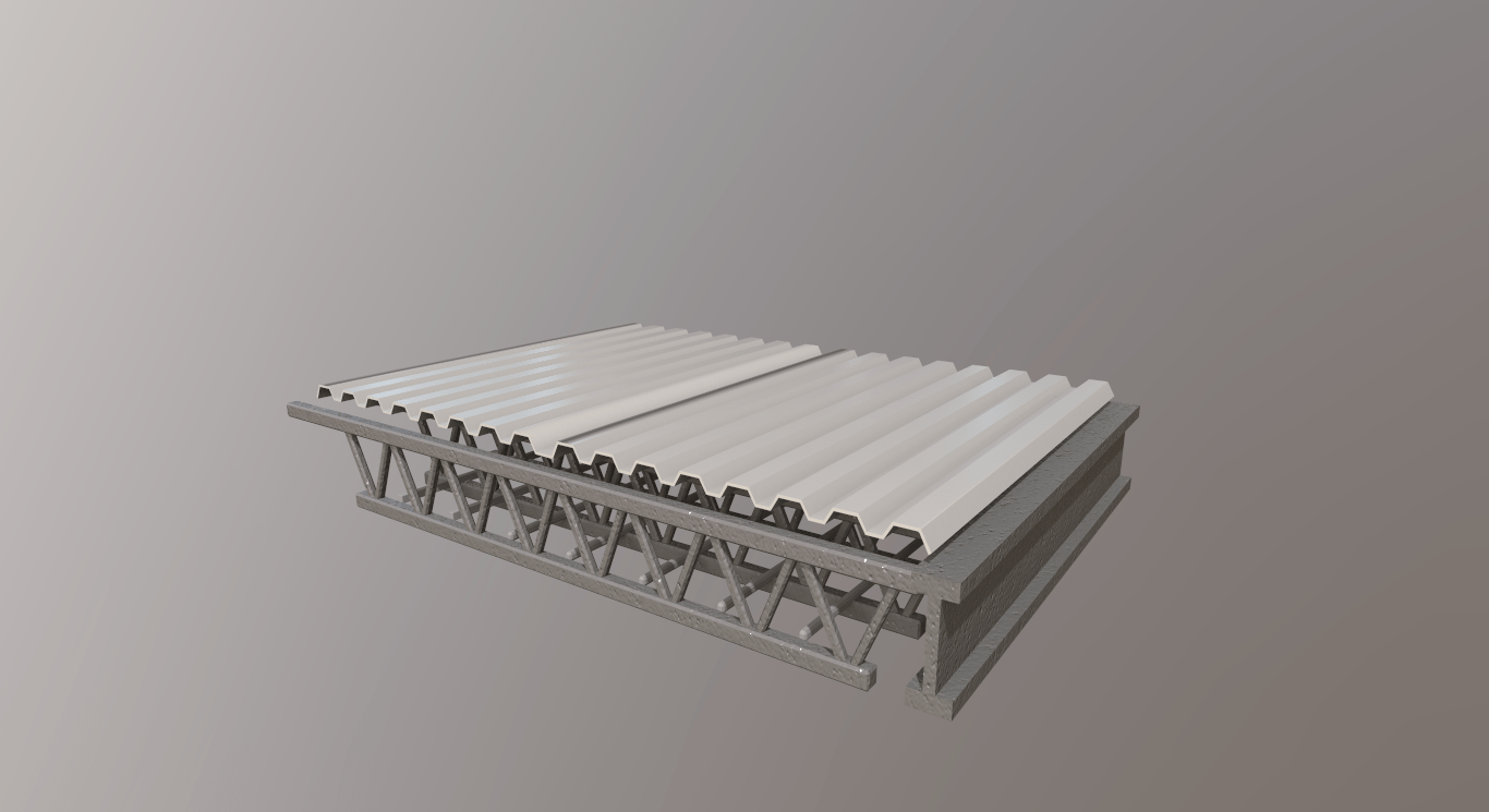 3d model illustration of steel deck on a grey background