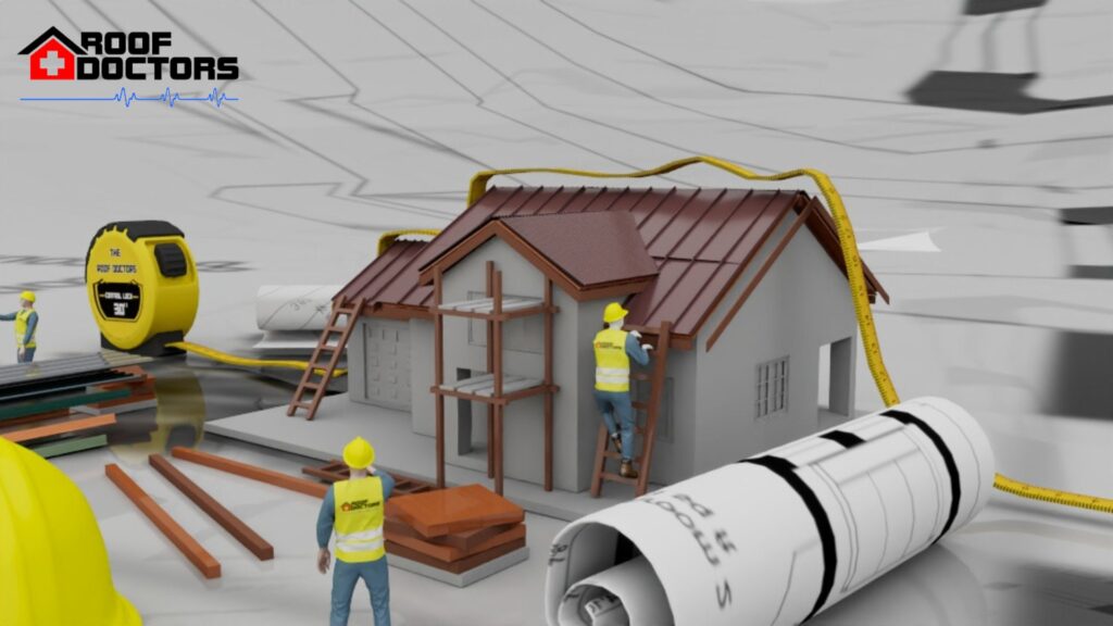 Roof size illustration of a work setting with roofers for How to find the perfect roof for your house.   