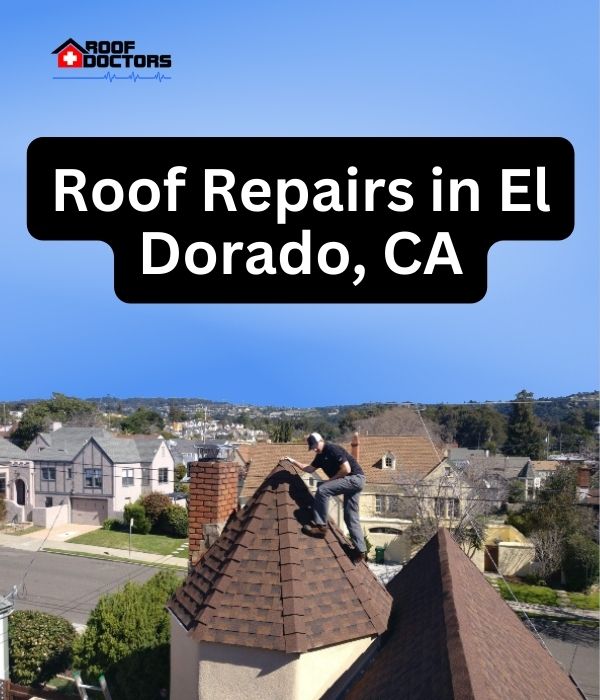 roof turret with a blue sky background with the text " Roof Repairs in Kern County" overlayedroof turret with a blue sky background with the text " Roof Repairs in El Dorado, CA" overlayed