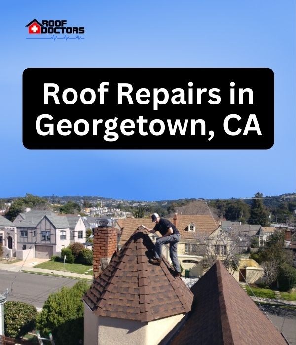 roof turret with a blue sky background with the text " Roof Repairs in Kern County" overlayedroof turret with a blue sky background with the text " Roof Repairs in Georgetown, CA" overlayed