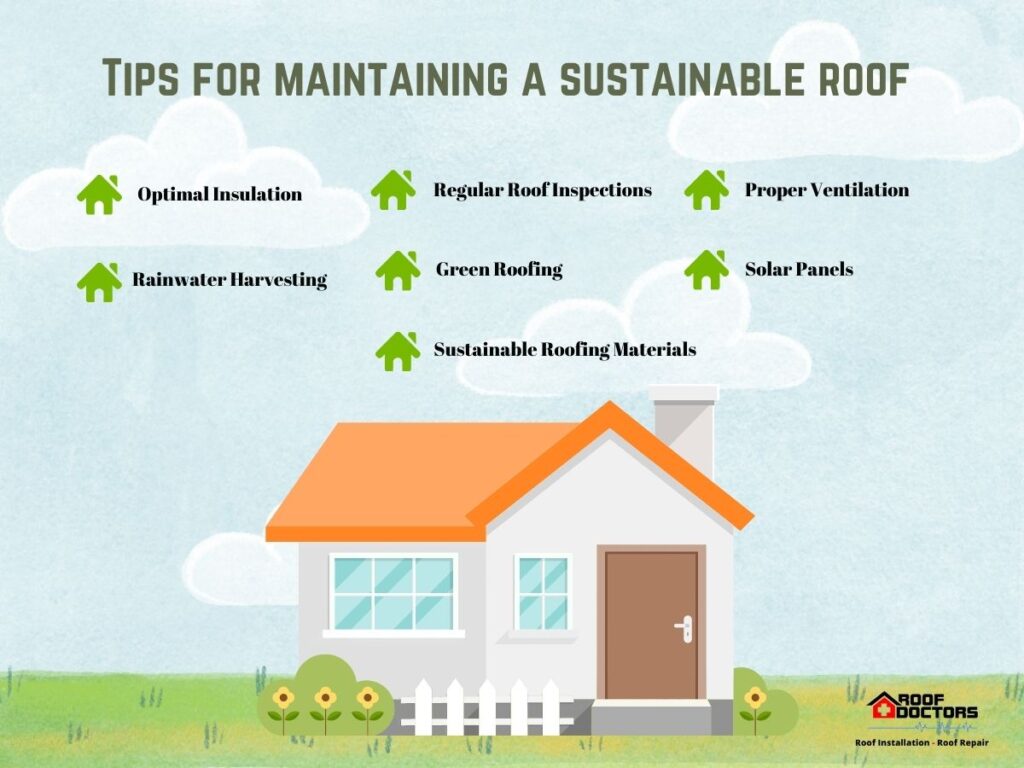 infographic illustrating tips for maintaining a sustainable roof
