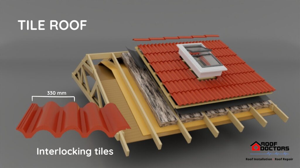 3d model illustration of a tile roof