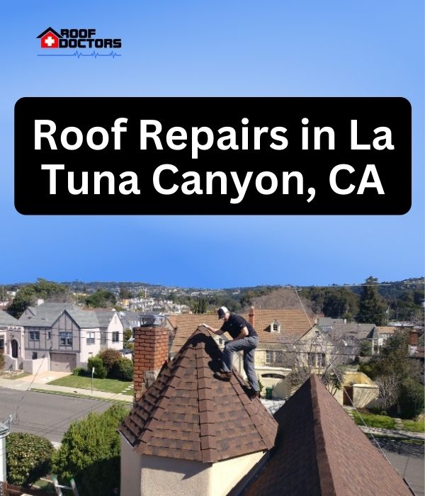 roof turret with a blue sky background with the text " Roof Repairs in La Tuna Canyon, CA" overlayed