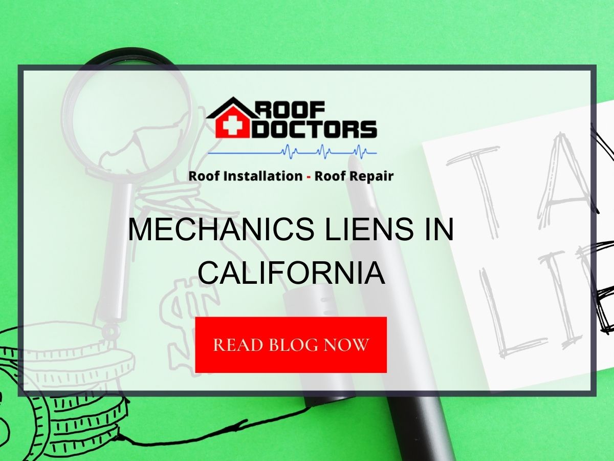 Front image of a blog titled "Mechanics Liens in California " with a lien illustration as the background and the title displayed in serif typography