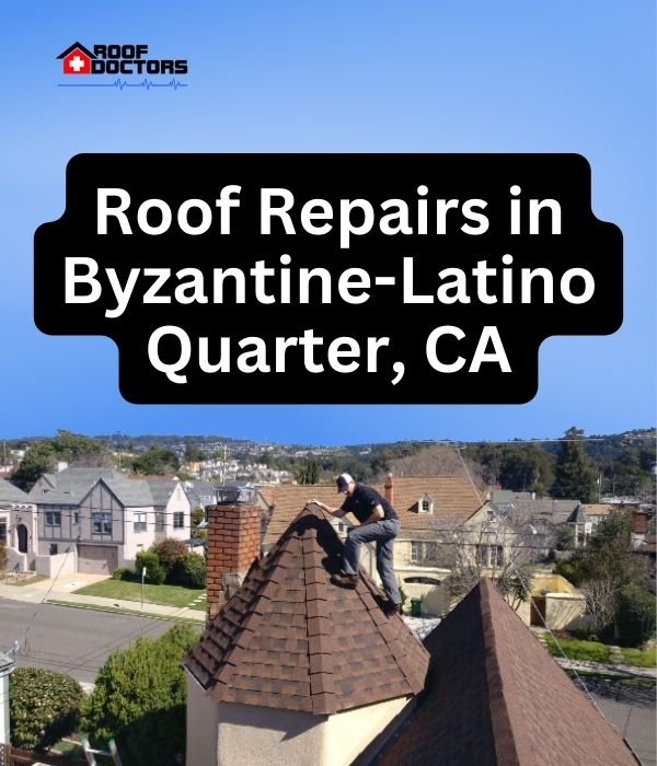 roof turret with a blue sky background with the text " Roof Repairs in Seeley, CA" overlayedroof turret with a blue sky background with the text " Roof Repairs in Byzantine-Latino Quarter, CA" overlayed
