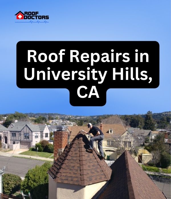 roof turret with a blue sky background with the text " Roof Repairs in Seeley, CA" overlayedroof turret with a blue sky background with the text " Roof Repairs in  University Hills, CA" overlayed
